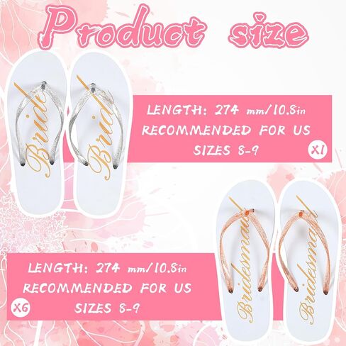 7 Pairs of Bride Bridesmaid Flip Flops Bachelorette Party Slippers Bridal Party Gifts Bridal Slippers for Wedding in Saudi Arabia