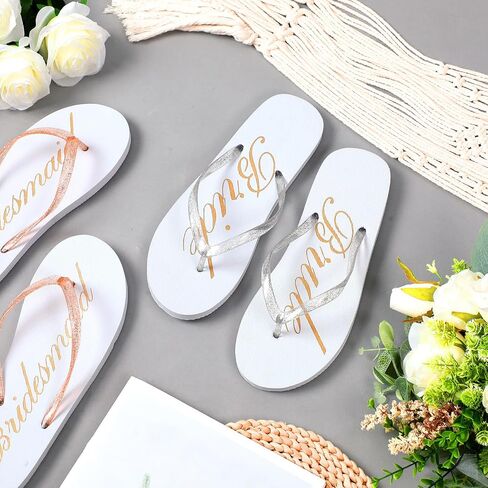 7 Pairs of Bride Bridesmaid Flip Flops Bachelorette Party Slippers Bridal Party Gifts Bridal Slippers for Wedding in Saudi Arabia
