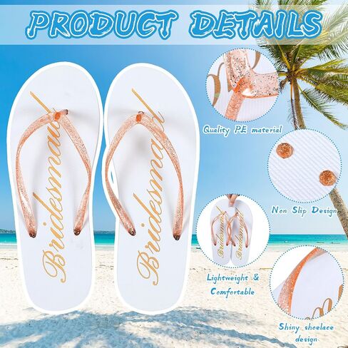 7 Pairs of Bride Bridesmaid Flip Flops Bachelorette Party Slippers Bridal Party Gifts Bridal Slippers for Wedding in Saudi Arabia