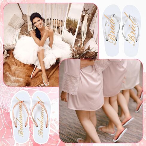 7 Pairs of Bride Bridesmaid Flip Flops Bachelorette Party Slippers Bridal Party Gifts Bridal Slippers for Wedding in Saudi Arabia