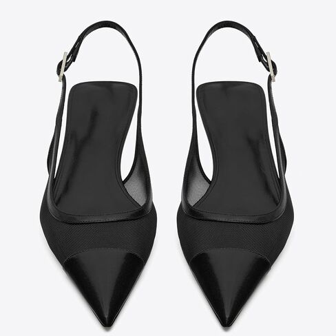 Mesh Slingback Pumps for Women,Kitten Heels with Pointed Toe Low Heel Sandals Ankle Strap Heels Slip-On Pumps in Saudi Arabia