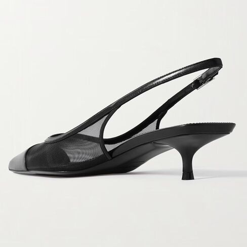 Mesh Slingback Pumps for Women,Kitten Heels with Pointed Toe Low Heel Sandals Ankle Strap Heels Slip-On Pumps in Saudi Arabia