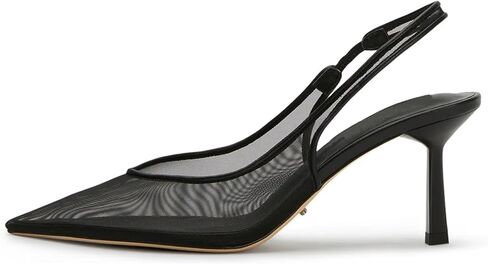 Mesh Slingback Pumps for Women,Kitten Heels with Pointed Toe Low Heel Sandals Ankle Strap Heels Slip-On Pumps in Saudi Arabia