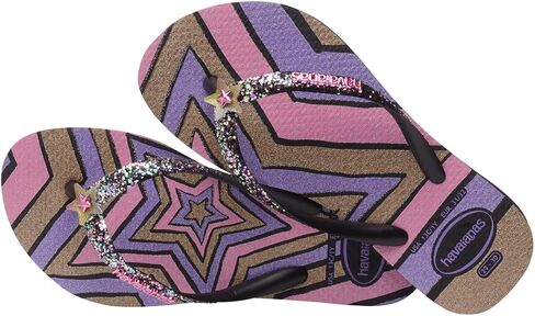 Havaianas women kids slim glitter ii sandal - black - 6 in Saudi Arabia