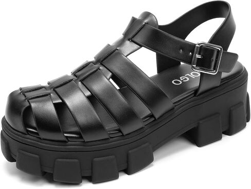 Colgo Womens Platform Wedge Sandals Chunky Block Heeled Adjustable Buckle Fisherman Sandals for Summer in Saudi Arabia