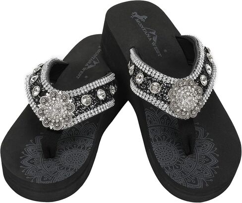 Montana West Aztec West Women Flip Flops wedges sandals for women dressy and bling sandals wedge sandals for women Gold FBA-SE111-S001BK-7 in Saudi Arabia