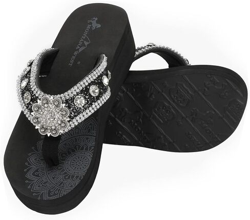 Montana West Aztec West Women Flip Flops wedges sandals for women dressy and bling sandals wedge sandals for women Gold FBA-SE111-S001BK-7 in Saudi Arabia