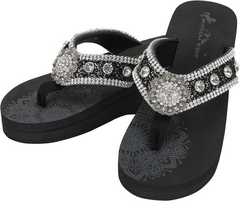 Montana West Aztec West Women Flip Flops wedges sandals for women dressy and bling sandals wedge sandals for women Gold FBA-SE111-S001BK-7 in Saudi Arabia
