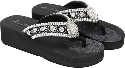 Montana West Aztec West Women Flip Flops wedges sandals for women dressy and bling sandals wedge sandals for women Gold FBA-SE111-S001BK-7 in Saudi Arabia