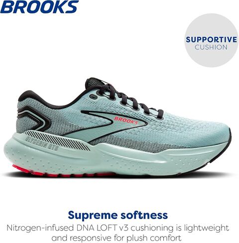 Brooks Women’s Glycerin GTS 21 Supportive Running Shoe - Cloud/Black/Pink - 11 Medium in Saudi Arabia