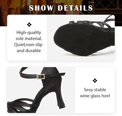 TINRYMX Women's Latin Dance Shoes Satin Ballroom Salsa Cha-cha Professional Practice Dance Shoes,EM217-Black-2.75 Inch,5.5 US in Saudi Arabia