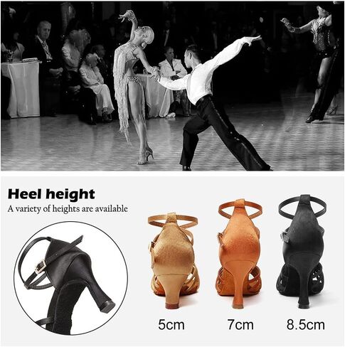 TINRYMX Women's Latin Dance Shoes Satin Ballroom Salsa Cha-cha Professional Practice Dance Shoes,EM217-Black-2.75 Inch,5.5 US in Saudi Arabia