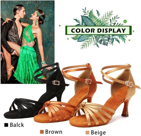 TINRYMX Women's Latin Dance Shoes Satin Ballroom Salsa Cha-cha Professional Practice Dance Shoes,EM217-Black-2.75 Inch,5.5 US in Saudi Arabia