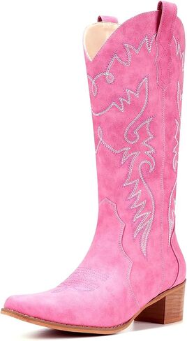 Cowboy Boots For Women Pointy Toe Women's Western Boots Cowgirl Boots Mid Calf Boots in Saudi Arabia