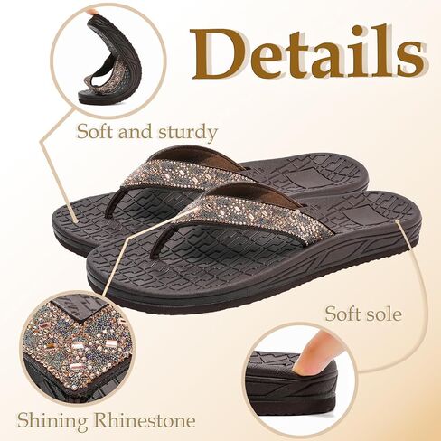 Guyarns Flip Flops Arch Support for Women,Womens Flip Flops with Rhinestone Summer Beach Comfy Thick Slides Sandals in Saudi Arabia