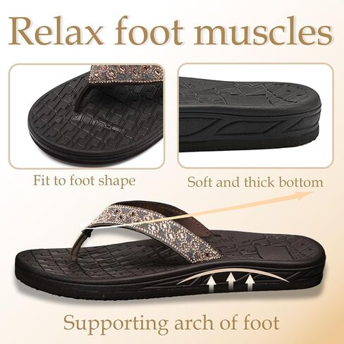 Guyarns Flip Flops Arch Support for Women,Womens Flip Flops with Rhinestone Summer Beach Comfy Thick Slides Sandals in Saudi Arabia