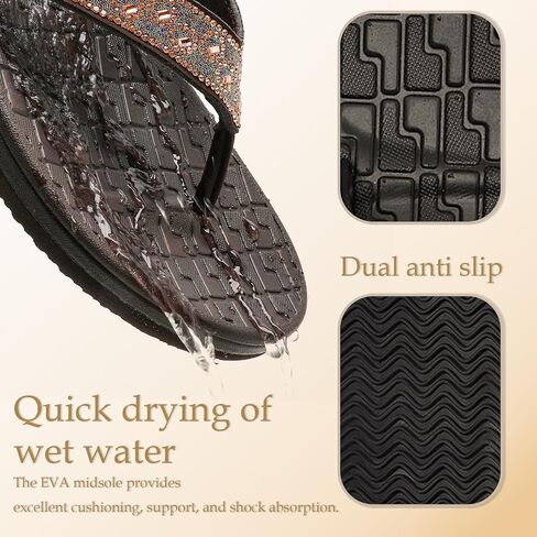 Guyarns Flip Flops Arch Support for Women,Womens Flip Flops with Rhinestone Summer Beach Comfy Thick Slides Sandals in Saudi Arabia