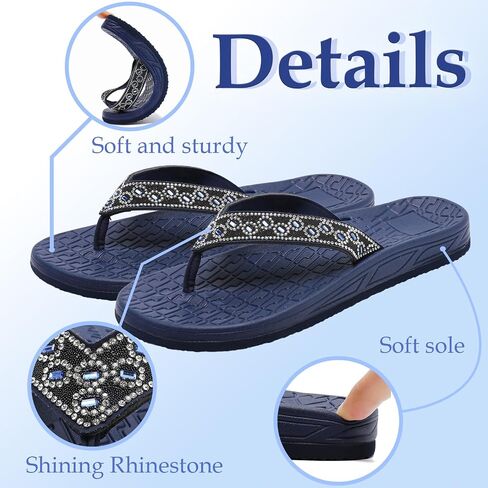 Guyarns Flip Flops Arch Support for Women,Womens Flip Flops with Rhinestone Summer Beach Comfy Thick Slides Sandals in Saudi Arabia