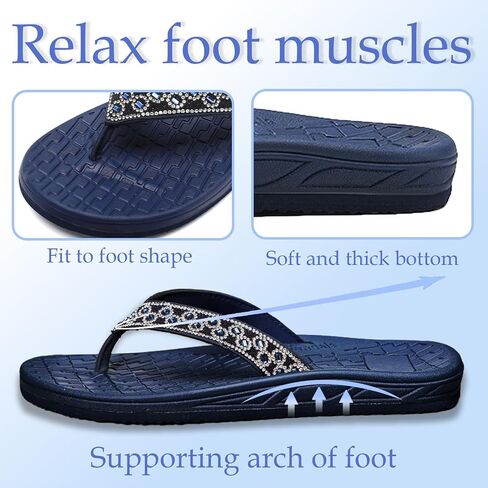 Guyarns Flip Flops Arch Support for Women,Womens Flip Flops with Rhinestone Summer Beach Comfy Thick Slides Sandals in Saudi Arabia