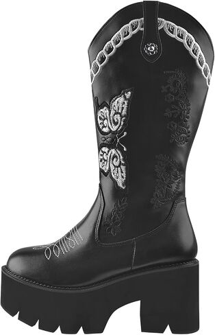 Women's Embroidery Spider Webs Mid-Calf Boots in Saudi Arabia