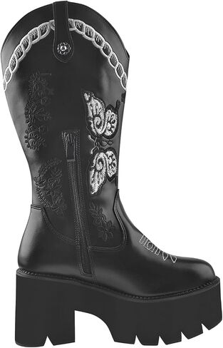 Women's Embroidery Spider Webs Mid-Calf Boots in Saudi Arabia