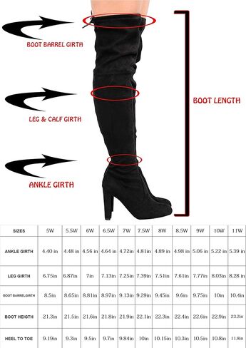 حذاء نسائي فوق الركبة - حذاء طويل مثير وواسع عند الفخذ - حذاء بكعب عصري - حذاء مريح أسود 9W in Kuwait