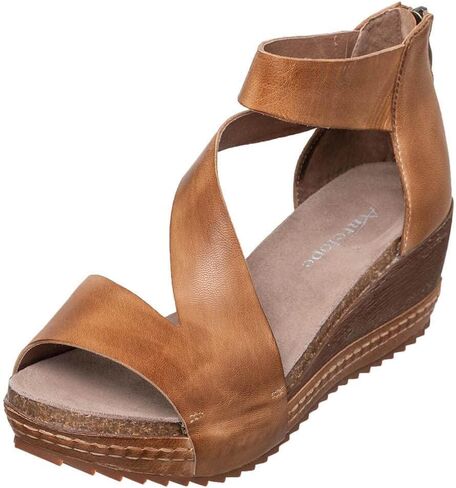 Antelope Women’s Davi Wedge Sandal, Leather Upper with Back‑Zip, Ankle Strap and Open Toe in Saudi Arabia