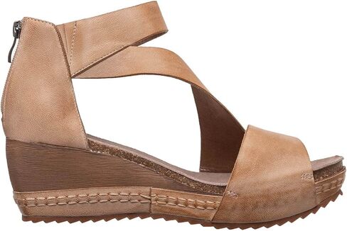 Antelope Women’s Davi Wedge Sandal, Leather Upper with Back‑Zip, Ankle Strap and Open Toe in Saudi Arabia