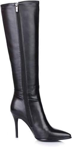 Genuine Leather Women's Pointed Toe Side Zip Handmade Stiletto High Heel Knee High Boots in Saudi Arabia