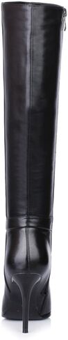 Genuine Leather Women's Pointed Toe Side Zip Handmade Stiletto High Heel Knee High Boots in Saudi Arabia