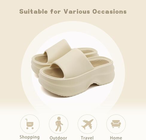 Platform Cloud Slides for Women Outdoor Thick Sole Comfortable Slide Cute Open Toe Non-Slip House Shower Beach Sandals Girls and Ladies Trendy Sandal in Saudi Arabia