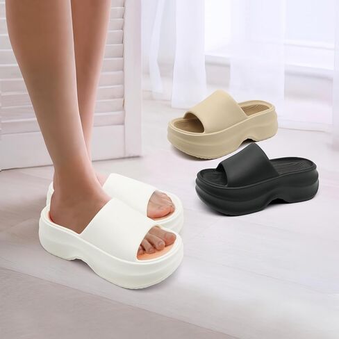 Platform Cloud Slides for Women Outdoor Thick Sole Comfortable Slide Cute Open Toe Non-Slip House Shower Beach Sandals Girls and Ladies Trendy Sandal in Saudi Arabia