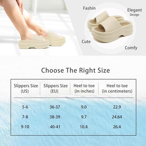 Platform Cloud Slides for Women Outdoor Thick Sole Comfortable Slide Cute Open Toe Non-Slip House Shower Beach Sandals Girls and Ladies Trendy Sandal in Saudi Arabia