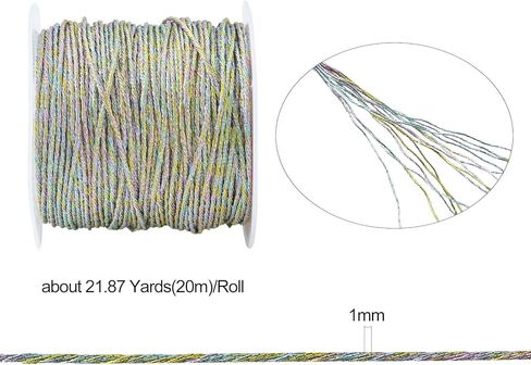 LiQunSweet 54.68 Yards(50m)/Roll Round Polyester Metallic Cord Thread String Tinsel Rope for Waist Beads Bracelet Necklace Macrame Supplies in Kuwait