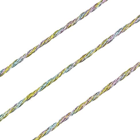 LiQunSweet 54.68 Yards(50m)/Roll Round Polyester Metallic Cord Thread String Tinsel Rope for Waist Beads Bracelet Necklace Macrame Supplies in Kuwait