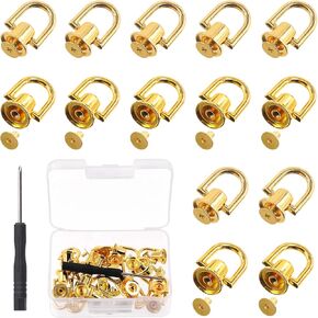 Mardatt 41Pcs D Ring Rivets with Screwdriver, 360 Degree Rotation Ball Studs Rivets Ball Post Head Buttons Stud Screw Buttons Rivets for DIY Leather Purse Hardware(Bronze)