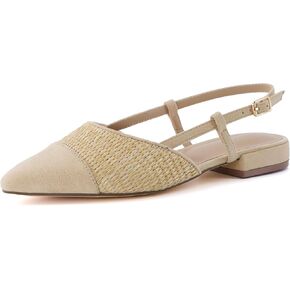 CUSHIONAIRE Women's Forgive pointed toe sling back raffia dress shoe +Memory Foam, Wide Widths Available