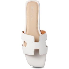 Women's Sandals Slip On Leather Slide Sandals Summer Sandals For Women 2024 Dressy Flat Sandals Comfortable Sandals For Women