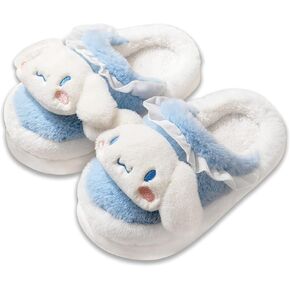 Anime Cute Characters Soft Fur Indoor Room Slippers Fuzzy Slippers Open Back Slippers Closed Toe Foam Slippers with PVC Soft Sole House Slippers