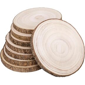FORACKS Natural Round Wood Slices 6 Pack 8-9 inches Unfinished Wood kit Circles DIY Crafts Wood Ornament Discs