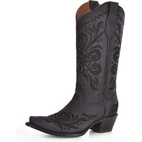 Circle G LADIE'S BLACK FILIGREE, SNIP TOE, LEATHER SOLE, WESTERN, L5433