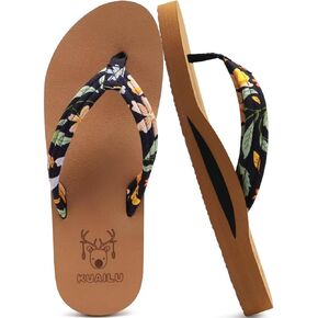 KuaiLu Womens Arch Support Flip Flops Ladies Comfort Lightweight Soft Yoga Mat Thong Sandals