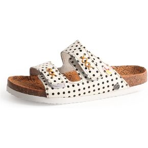 TMA EYES Womens Flat Sandals with Cork Footbed, Open Toe Slides Adjustable Slip On Slippers