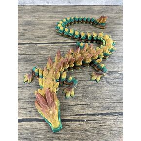 Munnygrubbers - XL 26" Crystal Dragon Fidget Toy - Heavy Duty - 3D Printed Flexible Articulating Dragon Plastic Collectible Figurine - Surprise Egg Compatible - (Autumn Dragon)