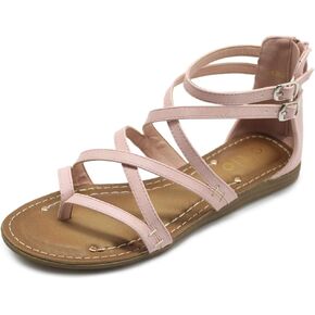 Ollio Women's Shoe Gladiator Strap Flat Zori Sandal