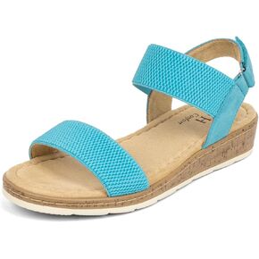 VJH confort Women’s Flat Sandals Open Toe Elastic Ankle Strap Slip on Comfy Low Wedge Sandals