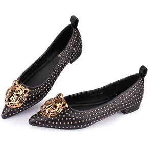 Women's Flat Shoes Comfortable Casual PU Leather Tiger Head Slip on Shoes for Women