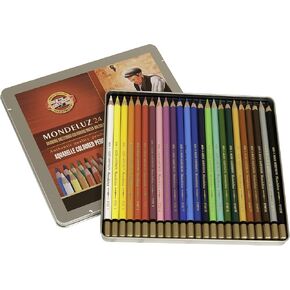 Chartpak Mondeluz Aquarelle Watercolor Pencil Set, 24 Assorted Colors in Tin, 1 Each (FA3724.24)
