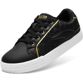 STQ Women Lace-up Fashion Sneakers Comfortable Casual Shoes Lightweight Quilted Tennis Sneakers