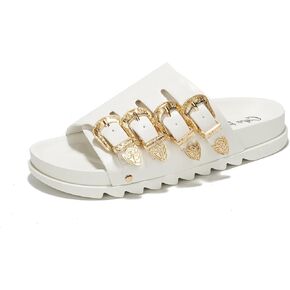 Cape Robbin Aeriela Buckle Slide Sandals for Women - Stylish Buckle Slides Casual Sandals - Comfortable Buckle Sandals for Women Summer Buckle Sandals